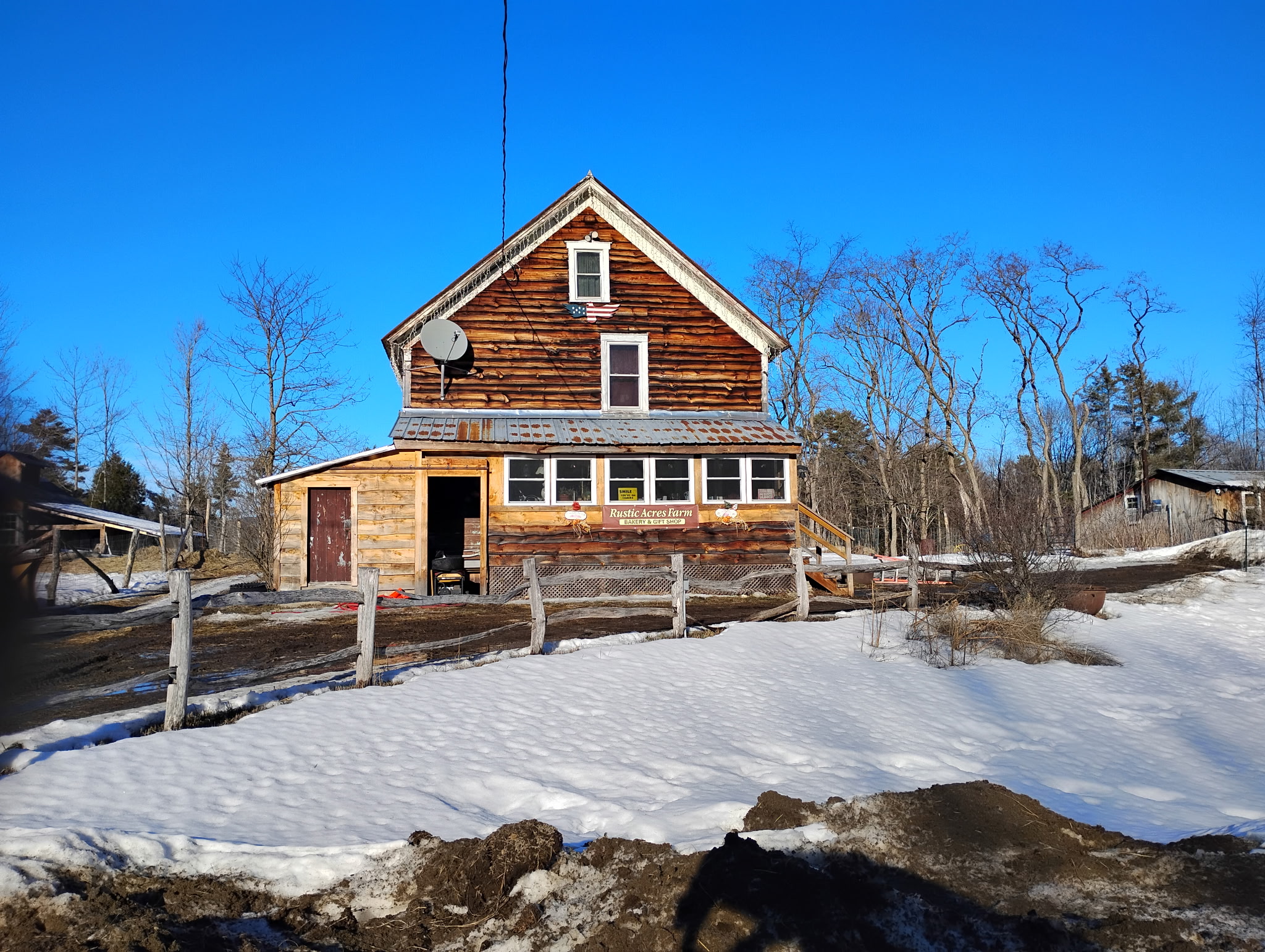 Farm building and trees